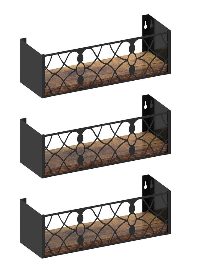 Serwrsw Black Floating Shelves with Removable Insert Plate Set of 3, Wooden Display Shelves, Rustic Decorative Wall Shelves for Living Room, Bedroom, Kitchen - Image 1